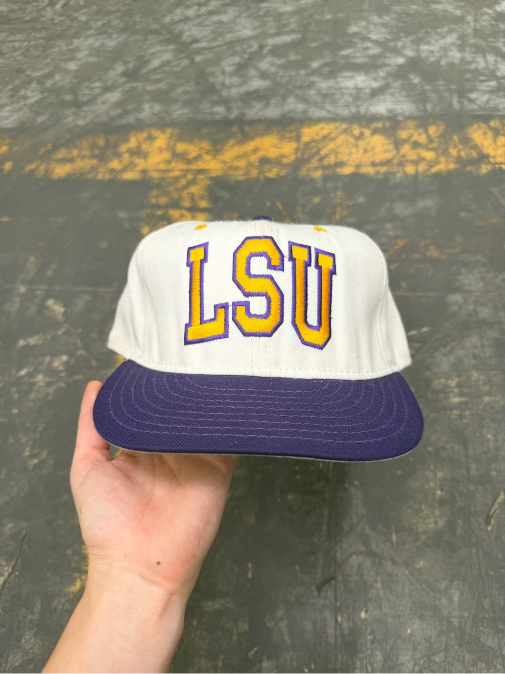 Vintage 90s Pro-Line LSU Tigers Collegiate Made in USA Fitted 7 ½ Baseball Hat